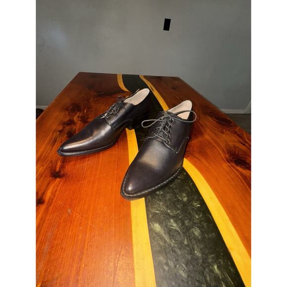 GUESS By GEORGES MARCIANO Womens Black Leather Oxford Block Heel Shoes Size 9 - Picture 1 of 6